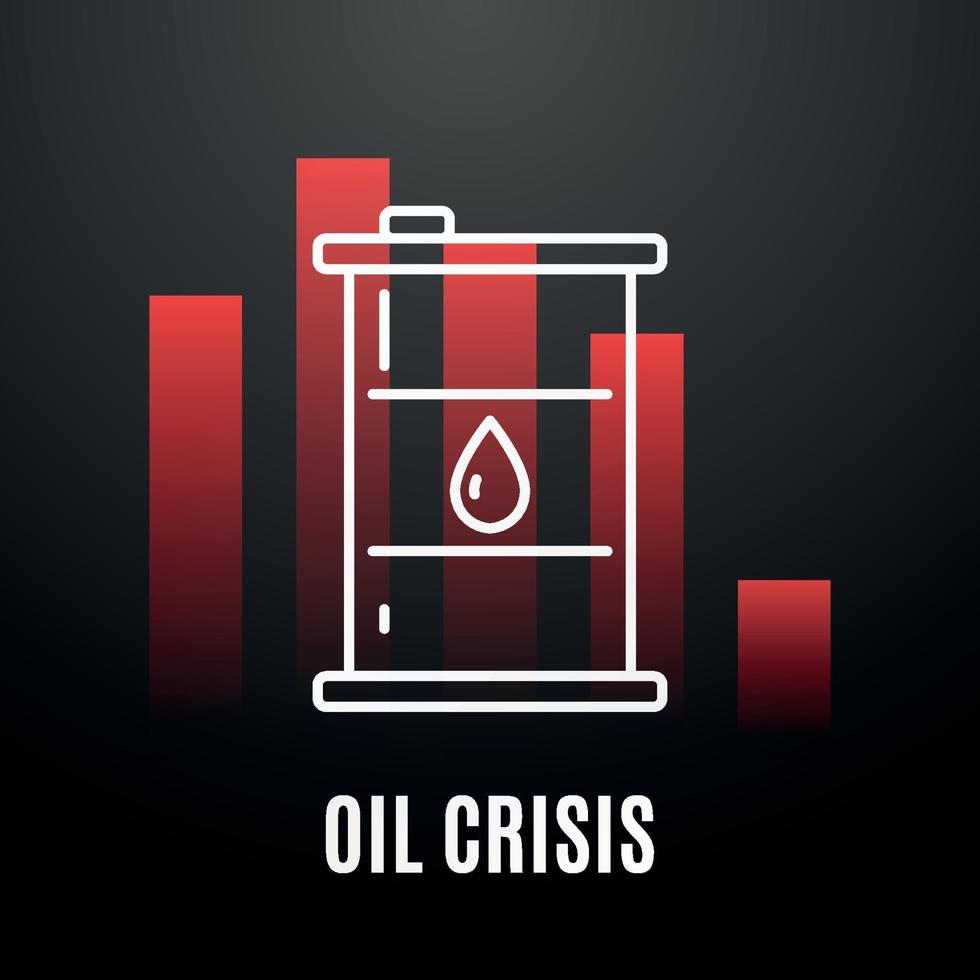 Konzept Ölindustrie Design. Diagramm mit Fässern Ölikone und Text Ölkrise. vektor