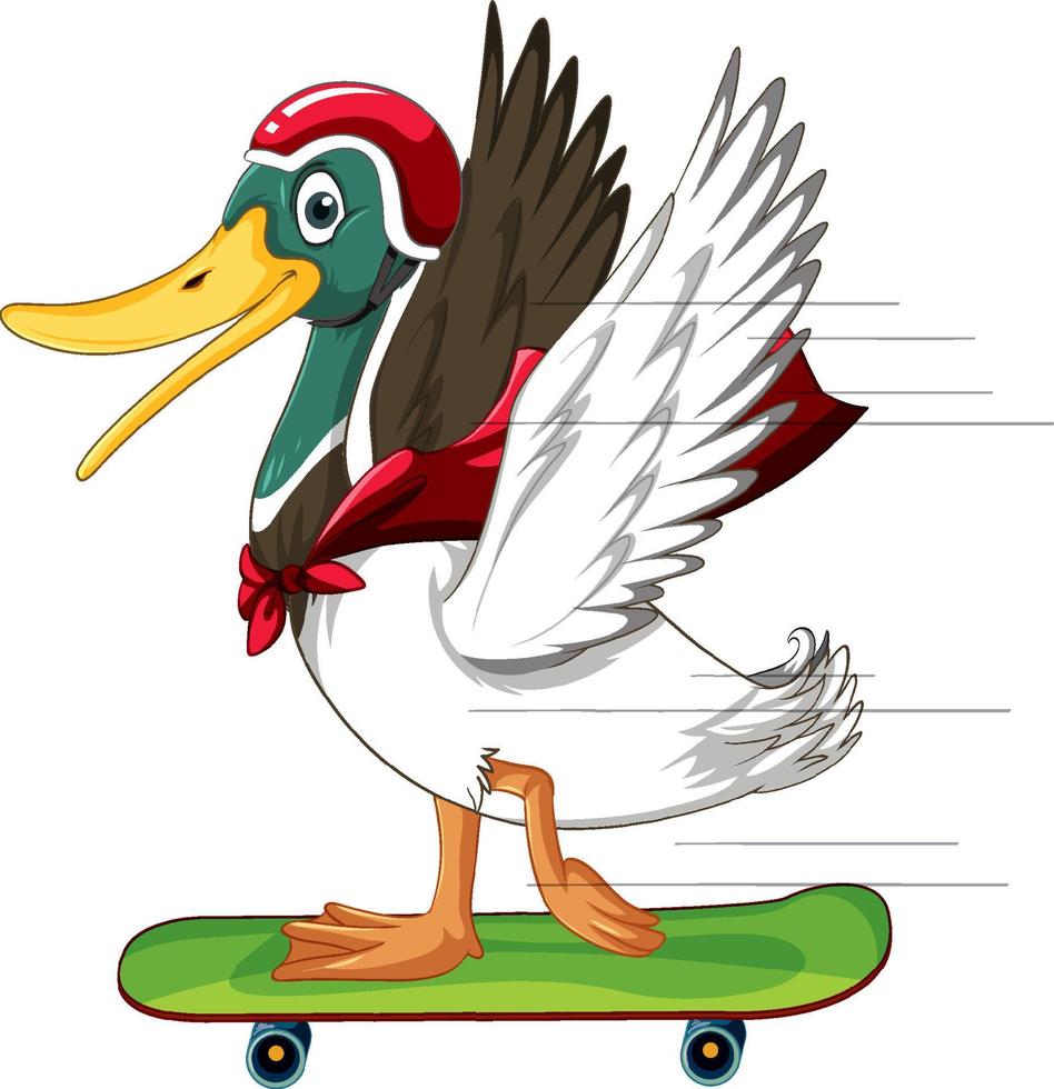 Cartoon-Ente auf Skateboard vektor