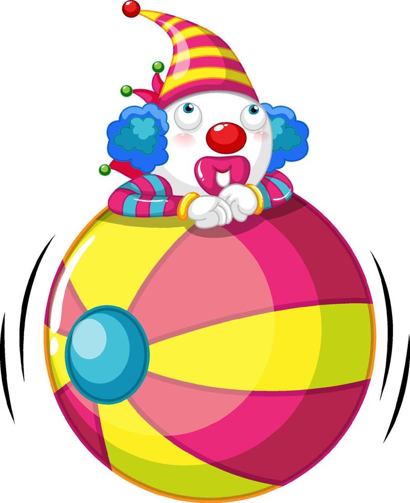 clown på rullande boll tecknad serie vektor