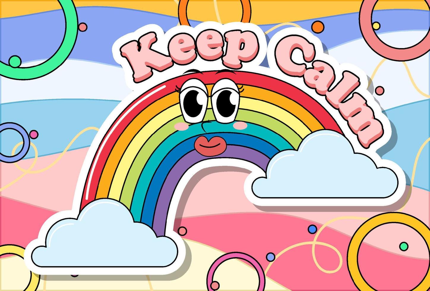 Regenbogen-Logo mit dem Wort Keep Calm Text Icon vektor