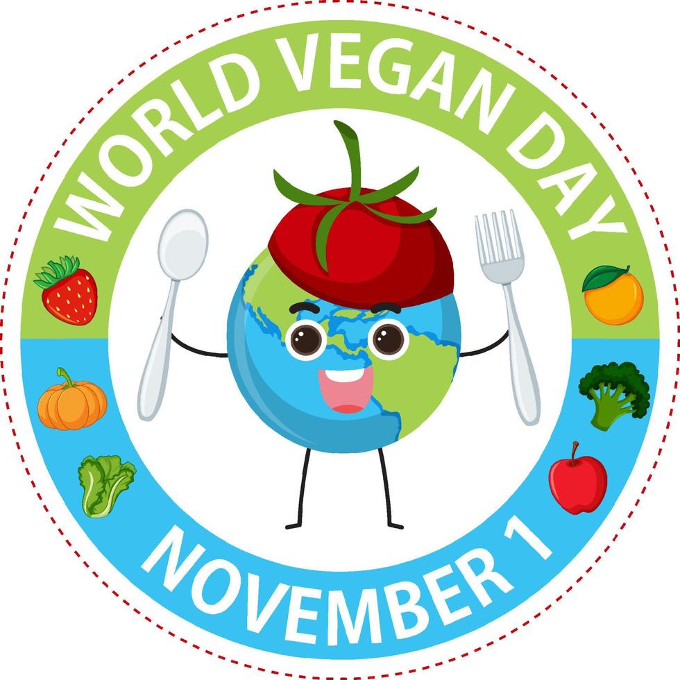 värld vegan dag logotyp begrepp vektor