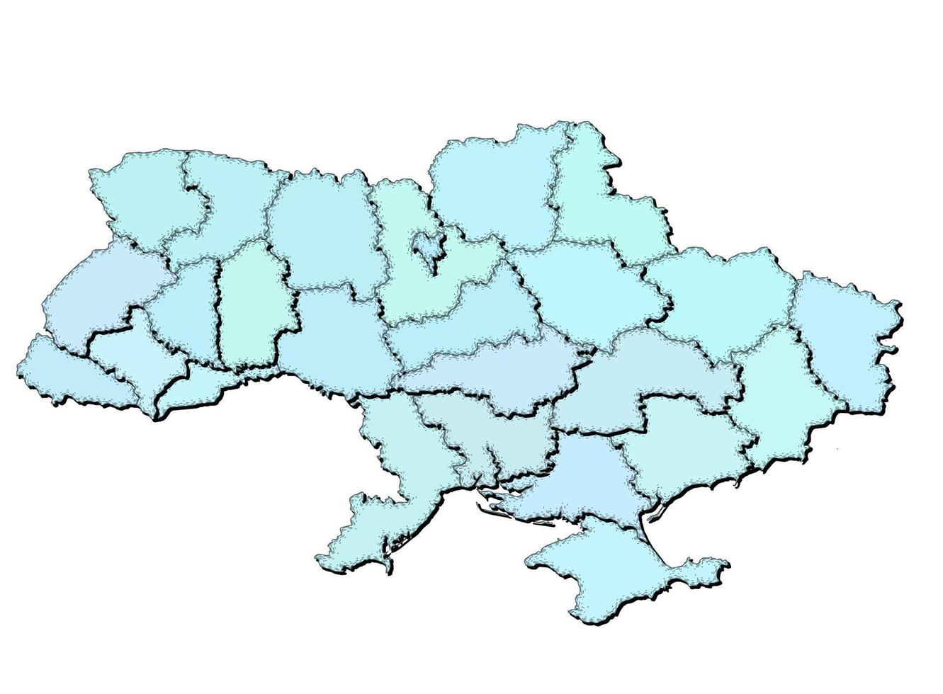 Karta av ukraina med stater isolerat vektor