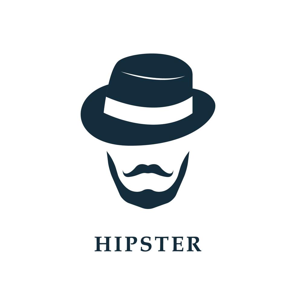 vektor porträtt av skäggig man bär hatt. hipster avatar.
