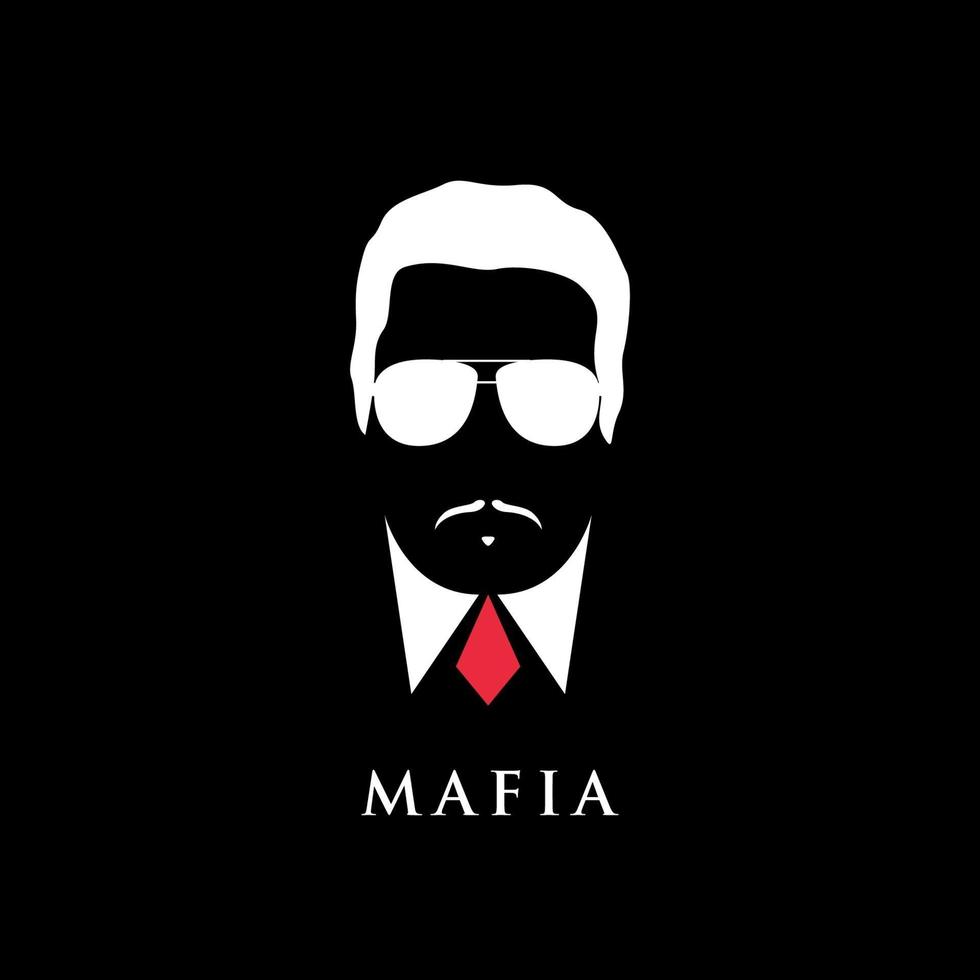 italiensk mafioso porträtt. man med mustasch och solglasögon. vektor