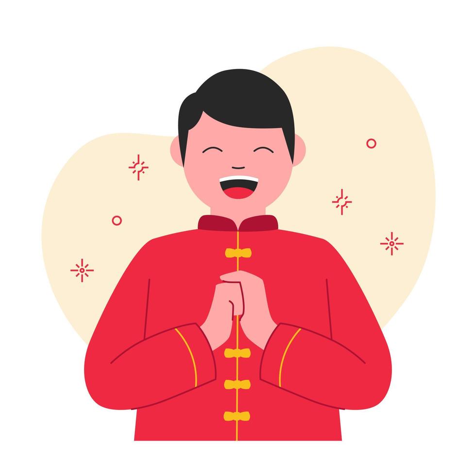 Mann oder Junge tragen Chinesisch Tradition Kleider zum Chinesisch Neu Jahr Festival vektor