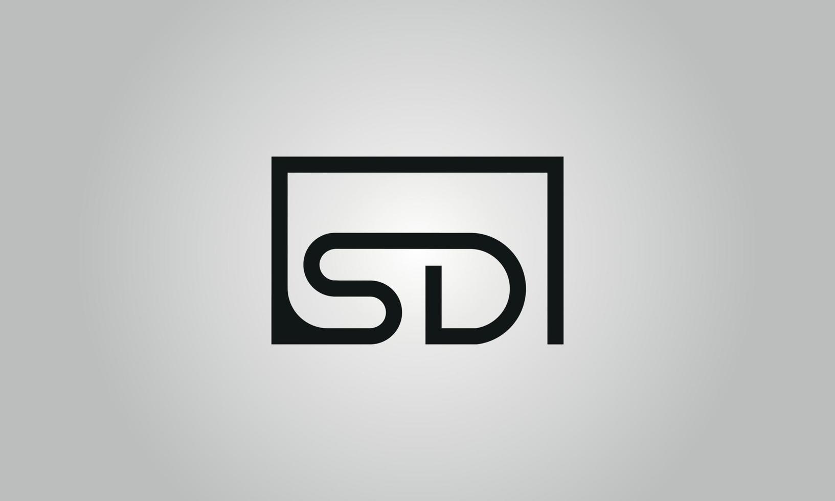 brev sd logotyp design. sd logotyp med fyrkant form i svart färger vektor fri vektor mall.