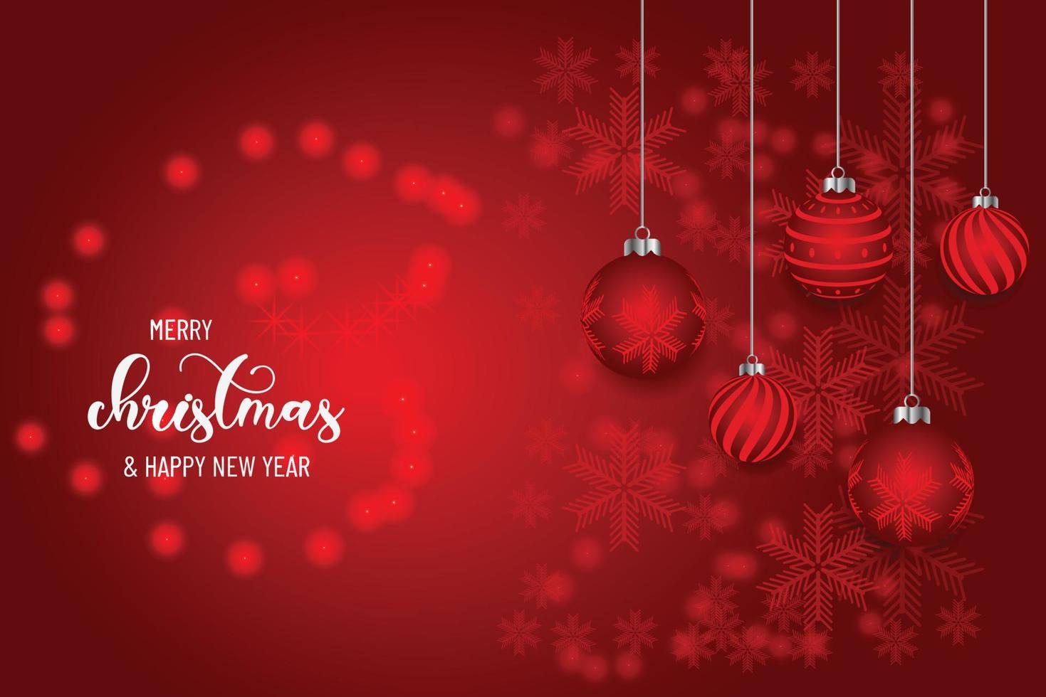 weihnachtshintergrunddesign aus kiefer und schneeflocke mit schöner weihnachtskugelfahne mit textraumvektorillustration vektor