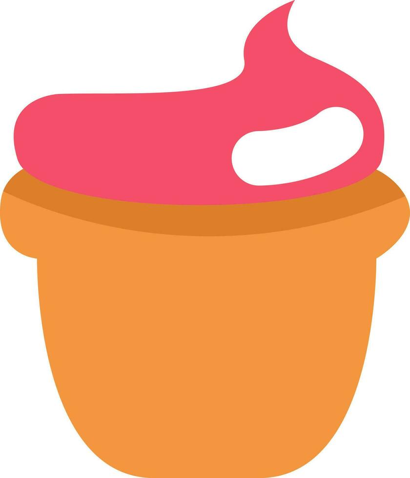 rosa muffin med grädde, illustration, vektor på en vit bakgrund.