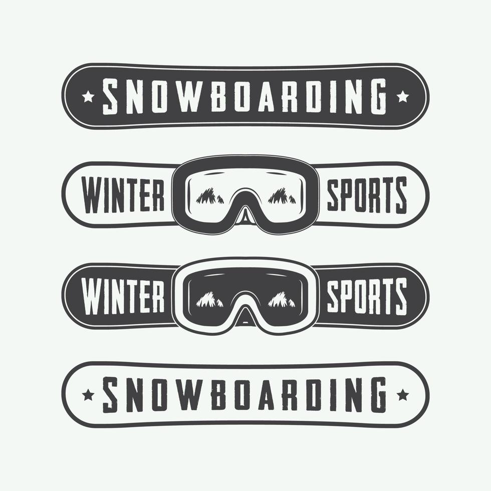Vintage-Snowboard-Logos, Abzeichen, Embleme und Designelemente. Vektor-Illustration vektor