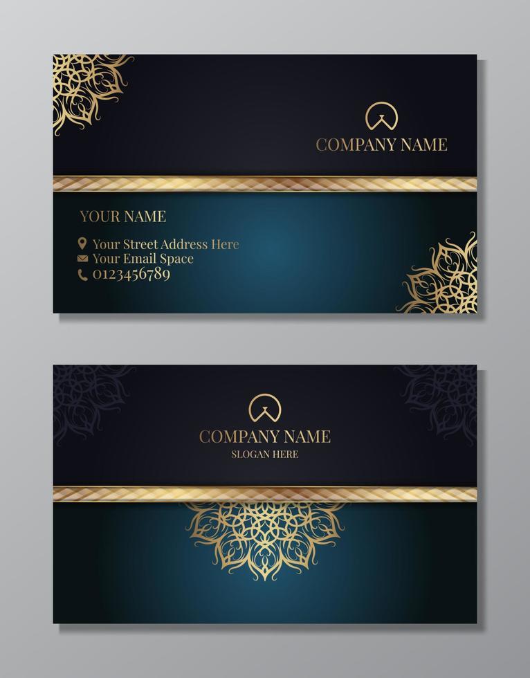 företag kort med gyllene mandala prydnad vektor