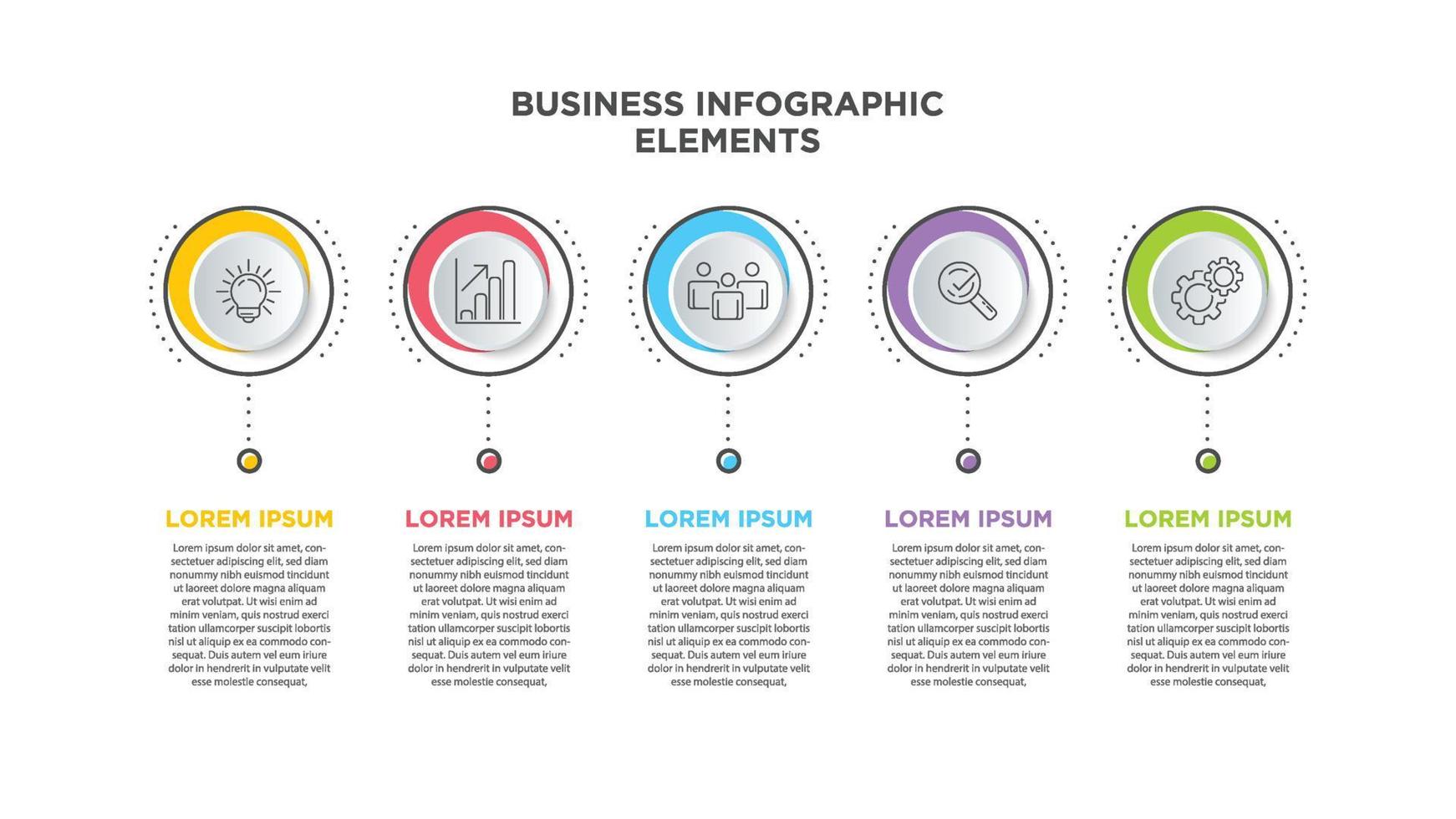 infografiken für geschäftskonzept mit symbolen und 5 optionen oder schritten. für Inhalt, Diagramm, Flussdiagramm, Schritte, Teile, Zeitleisten-Infografiken, Workflow, Diagramm. vektor