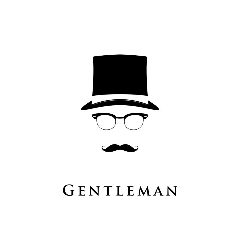 Silhouette des Gentleman-Gesichts mit verdrehten Schnurrbärten und Bowler. vektor