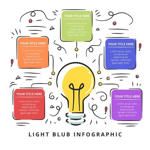 Handdragen Light Blub Infographic vektor