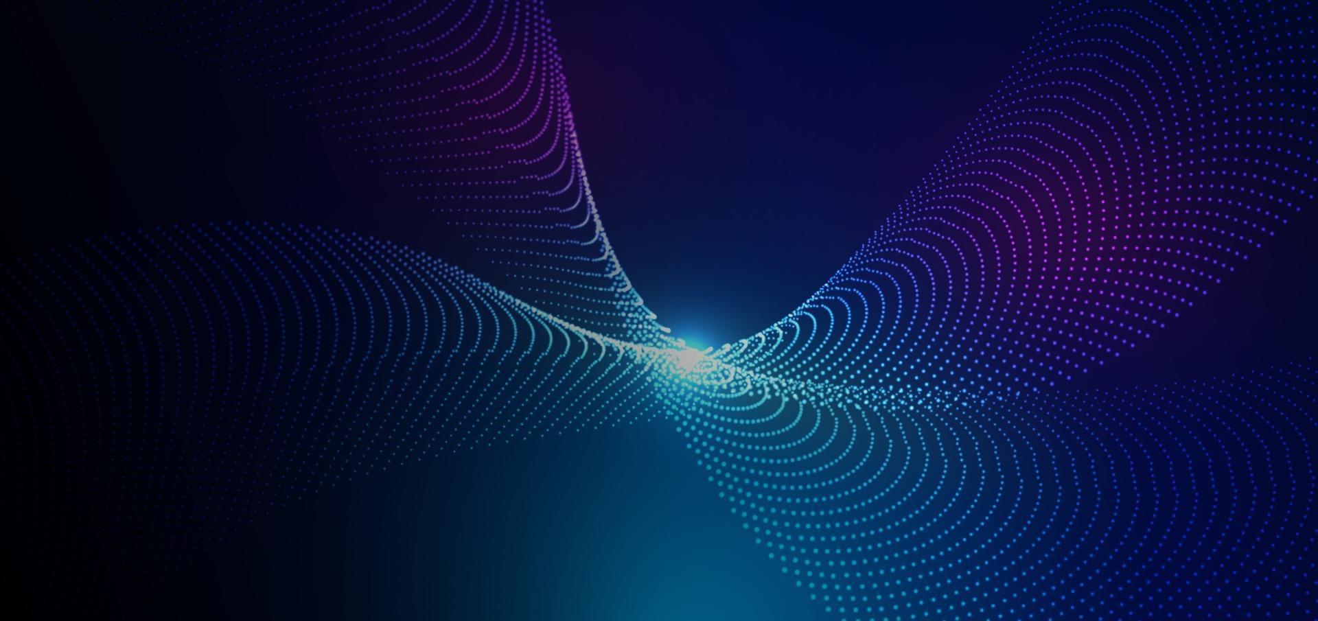 abstrakte futuristische Partikellinien greifen auf blauen Hintergrund mit Lichteffekt ein. Technologiekonzept. vektor