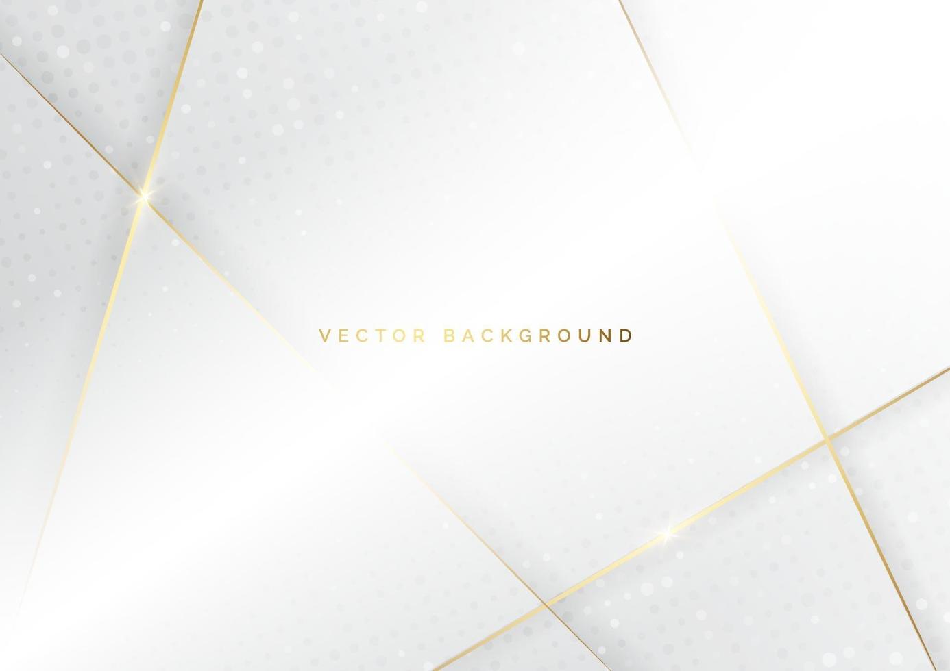 abstrakter weißer und grauer Dreieckshintergrund mit Luxus der goldenen Linie. vektor
