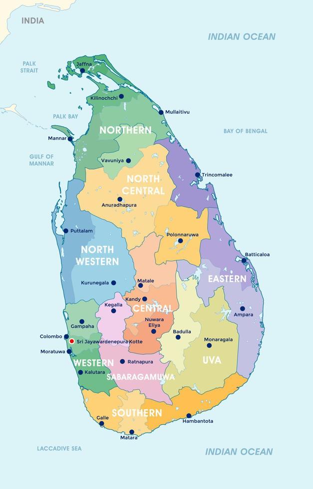 sri Lanka detailliert Land Karte Vorlage vektor