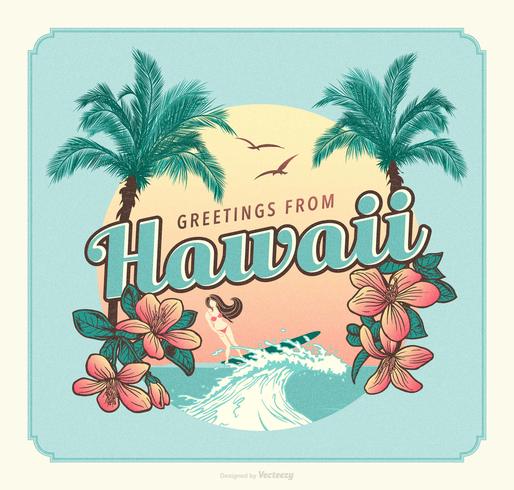 Hälsningar Från Hawaii Retro Vykort Vektor