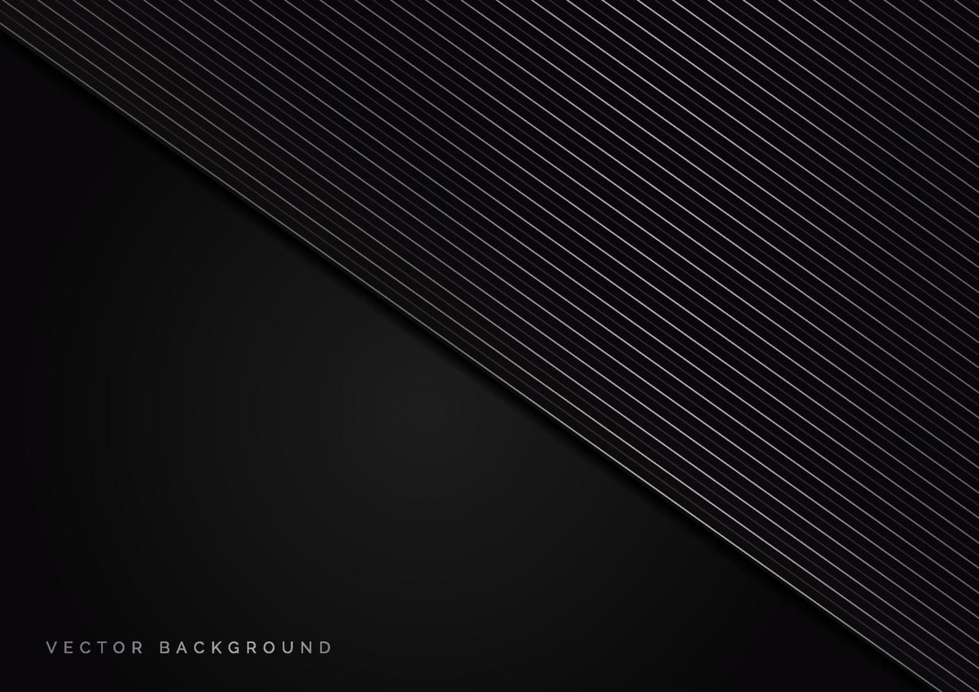 abstrakte Streifen silberne Linien diagonale Überlappung auf schwarzem Hintergrund. Luxusstil. vektor