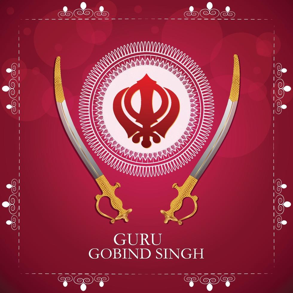 glad guru gobind singh jayanti firande med sikh symbol khanda sahib vektor