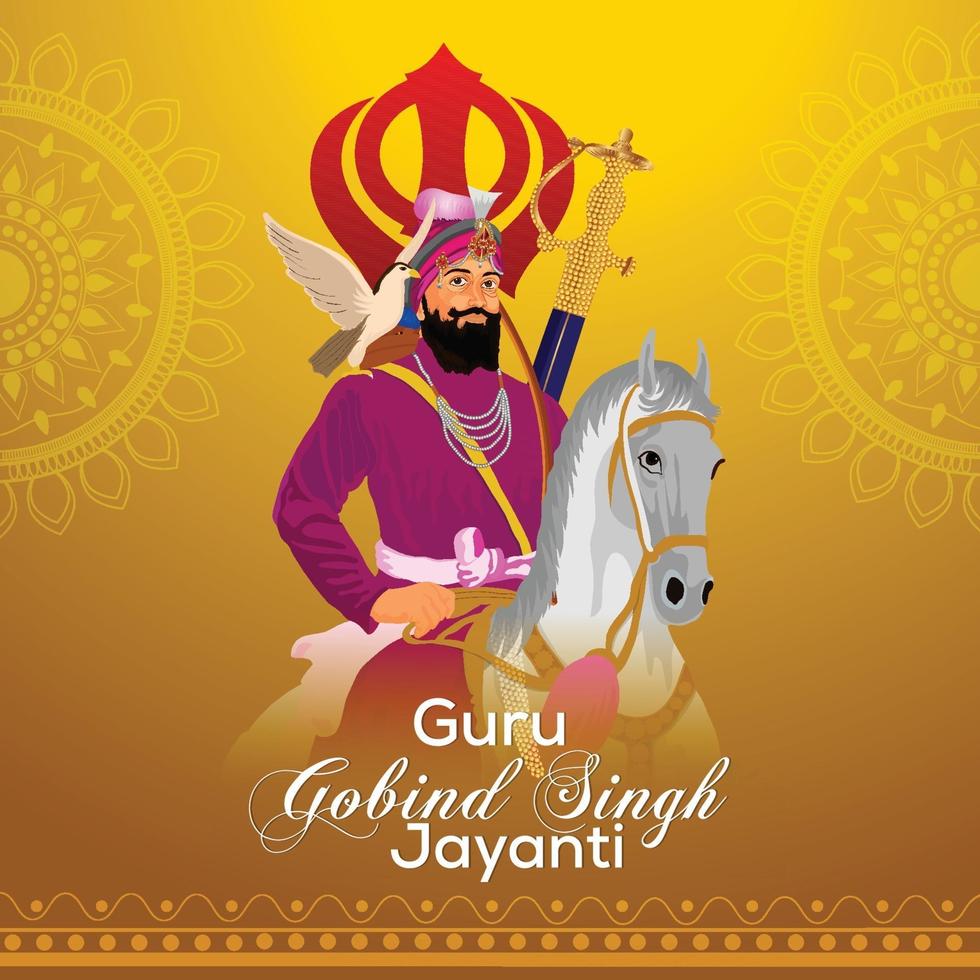 guru gobind singh jayanti sikh dasam guru celebratrion vektor