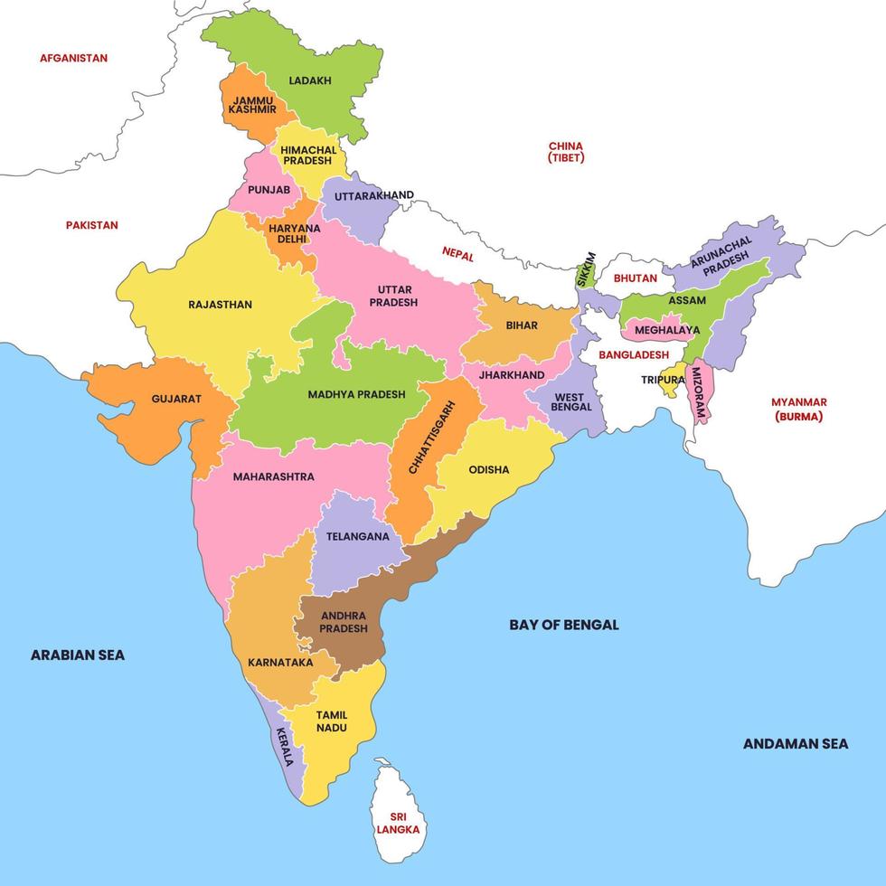 detailliert Indien Land Karte vektor