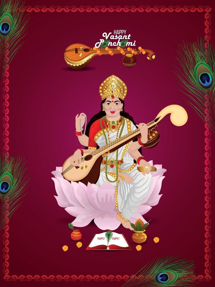 glad vasant panchami gratulationskort vektor