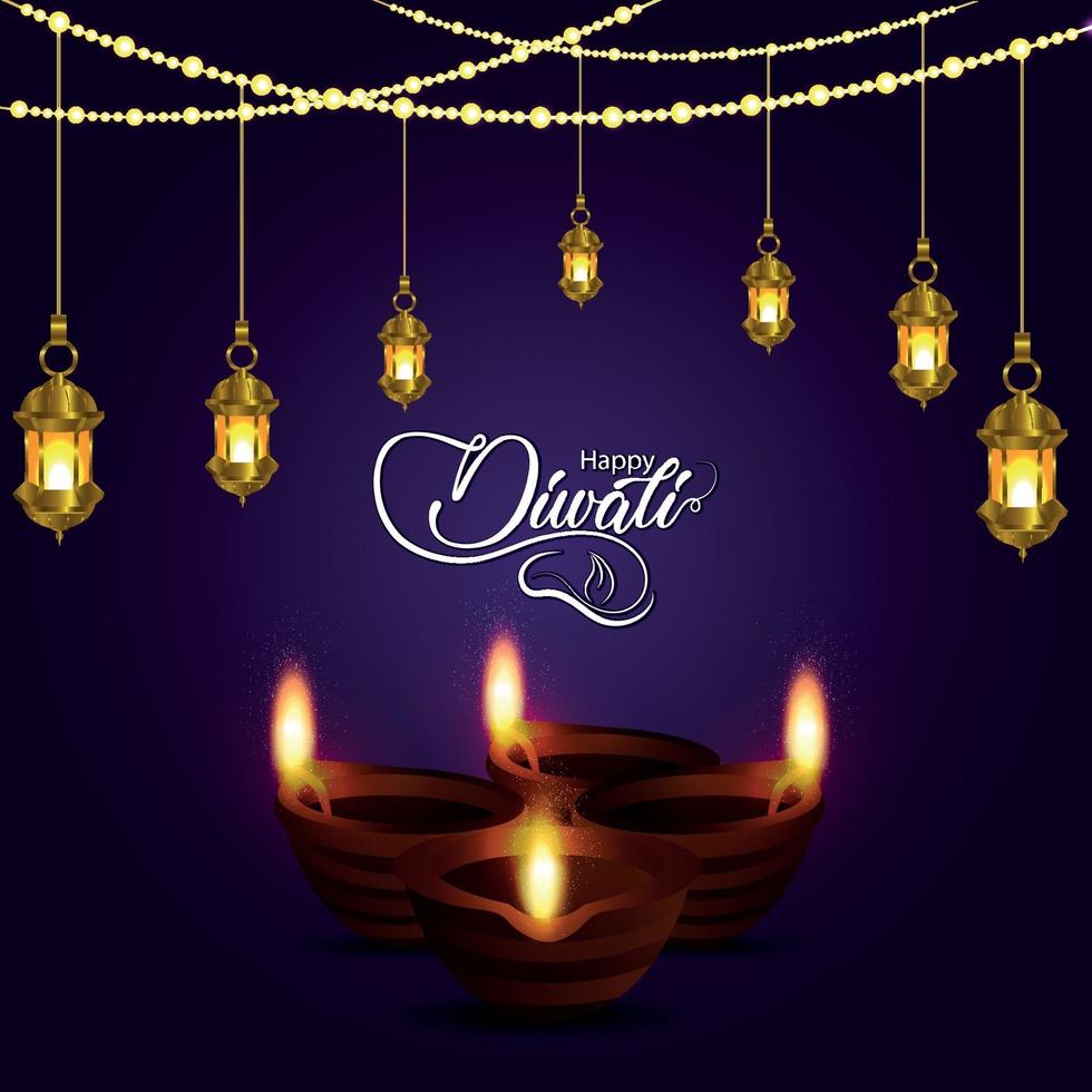 glad diwali festival med ljus firande vektor