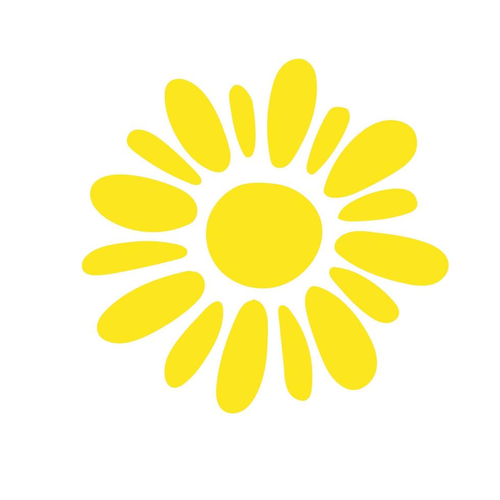 enkel gul solvektor platt illustration med rund form mitten, söt sommarbild för att göra kort, dekor, semesterkoncept och semester- och sommardesign för barn vektor