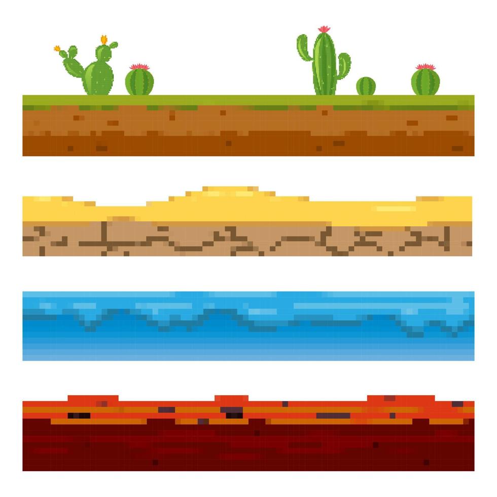 Pixel Kunst Kaktus zum Computer Spiel, Vektor Grafik. spielen Umgebung