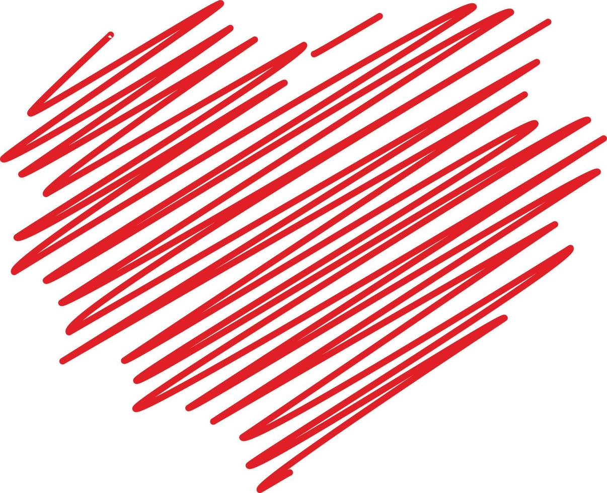 en röd hjärta dragen som slumpmässig rader vektor
