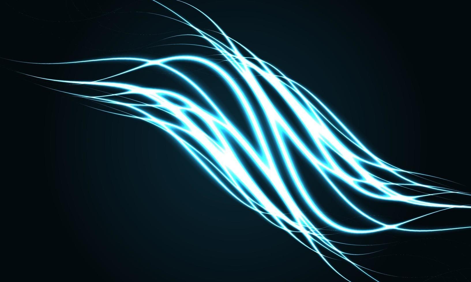 abstrakt vit linje neonljus kurva våg på mörkblå design lyx futuristisk teknik bakgrund vektorillustration. vektor