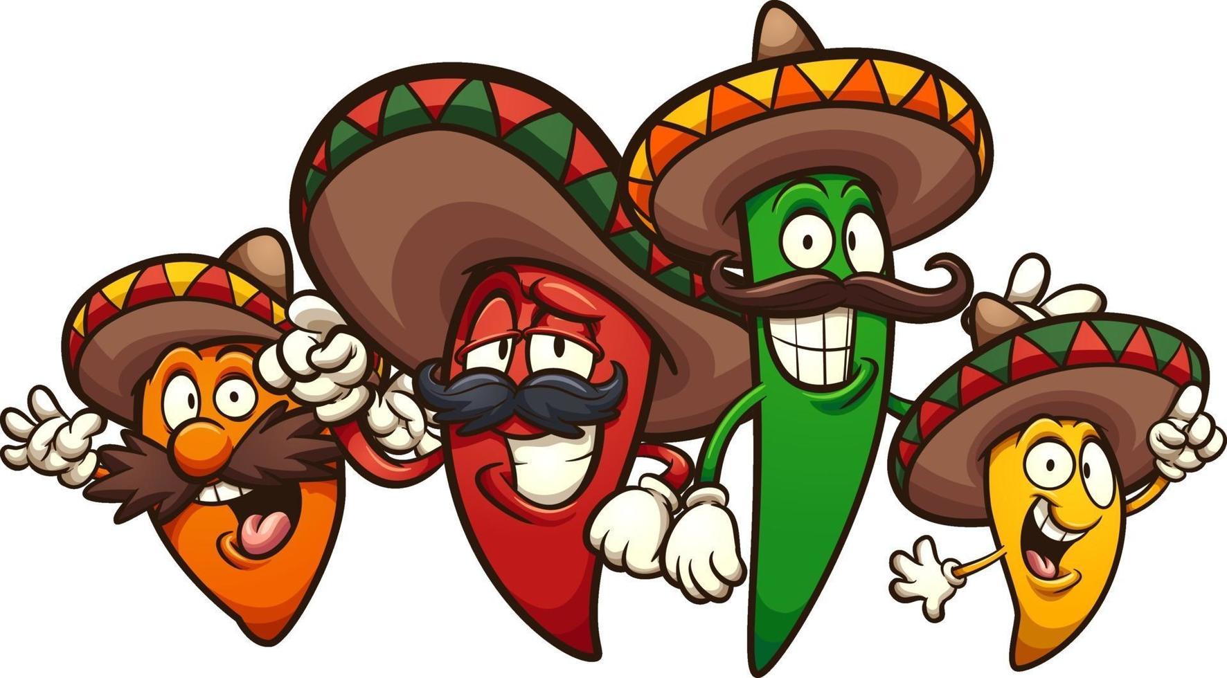 tecknade mexikanska chilipeppar vektor