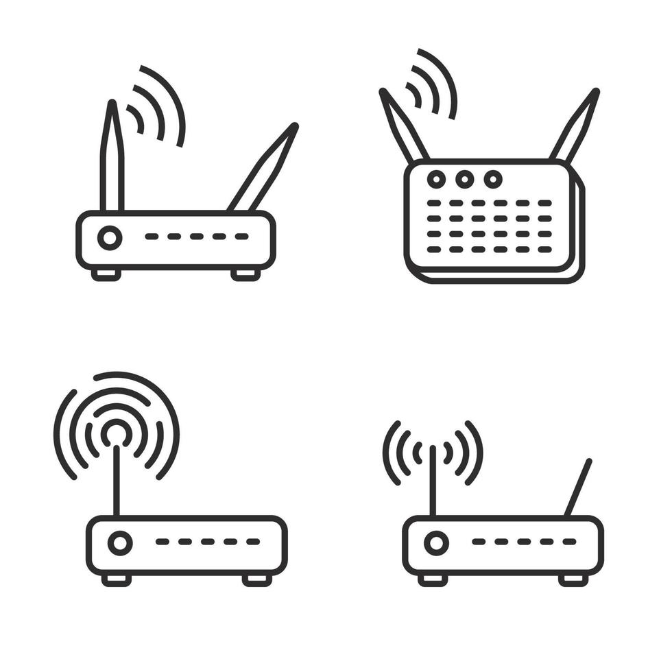 einstellen von Router Symbol im linear Stil isoliert auf Weiß Hintergrund vektor