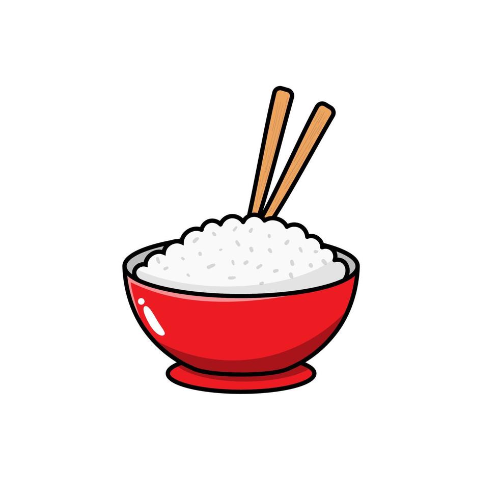 skål av ris vektor illustration i tecknad serie stil isolerat på vit bakgrund