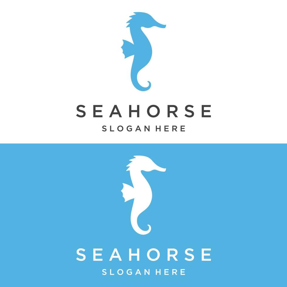 sjöhäst eller hippocampus djur- kreativ mall logotyp design.hav djur- typ. vektor