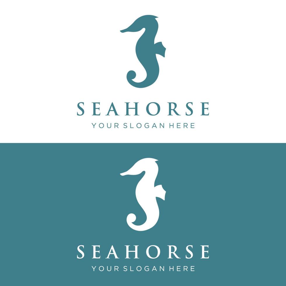 sjöhäst eller hippocampus djur- kreativ mall logotyp design.hav djur- typ. vektor