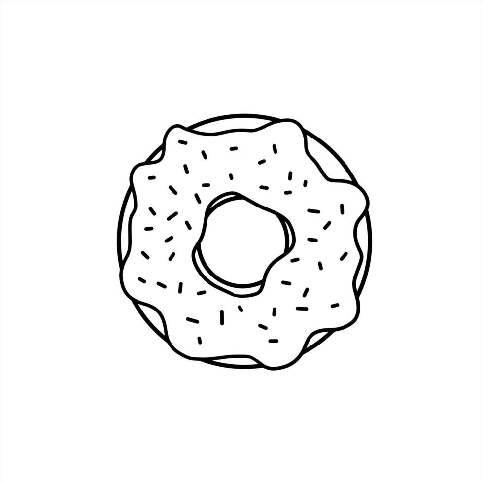 Donut mit Glasur. süßes Zuckerdessert mit Zuckerguss. Umrisskarikaturillustration lokalisiert auf weißem Hintergrund vektor