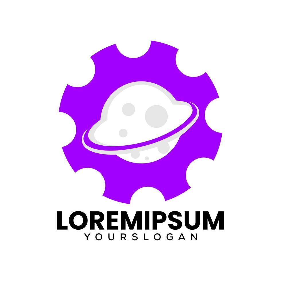 Ausrüstung Planet Logo Design Vorlage vektor