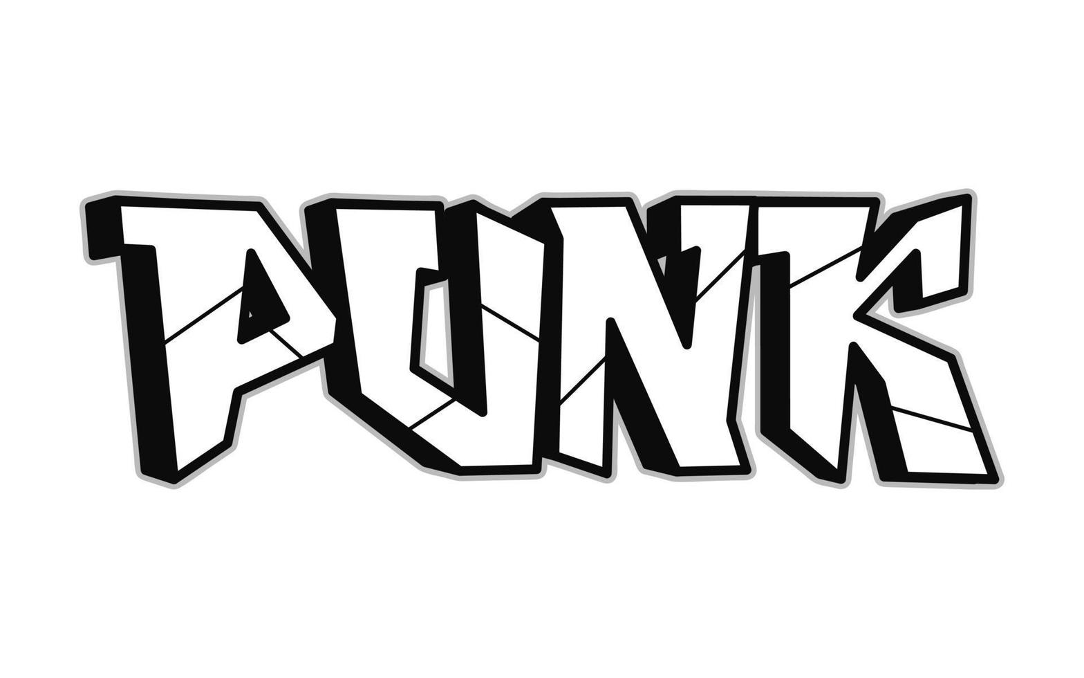 Punk Wort trippy psychedelisch Graffiti Stil letters.vector Hand gezeichnet Gekritzel Karikatur Logo Punk Illustration. komisch cool trippy Briefe, Mode, Graffiti Stil drucken zum T-Shirt, Poster Konzept vektor