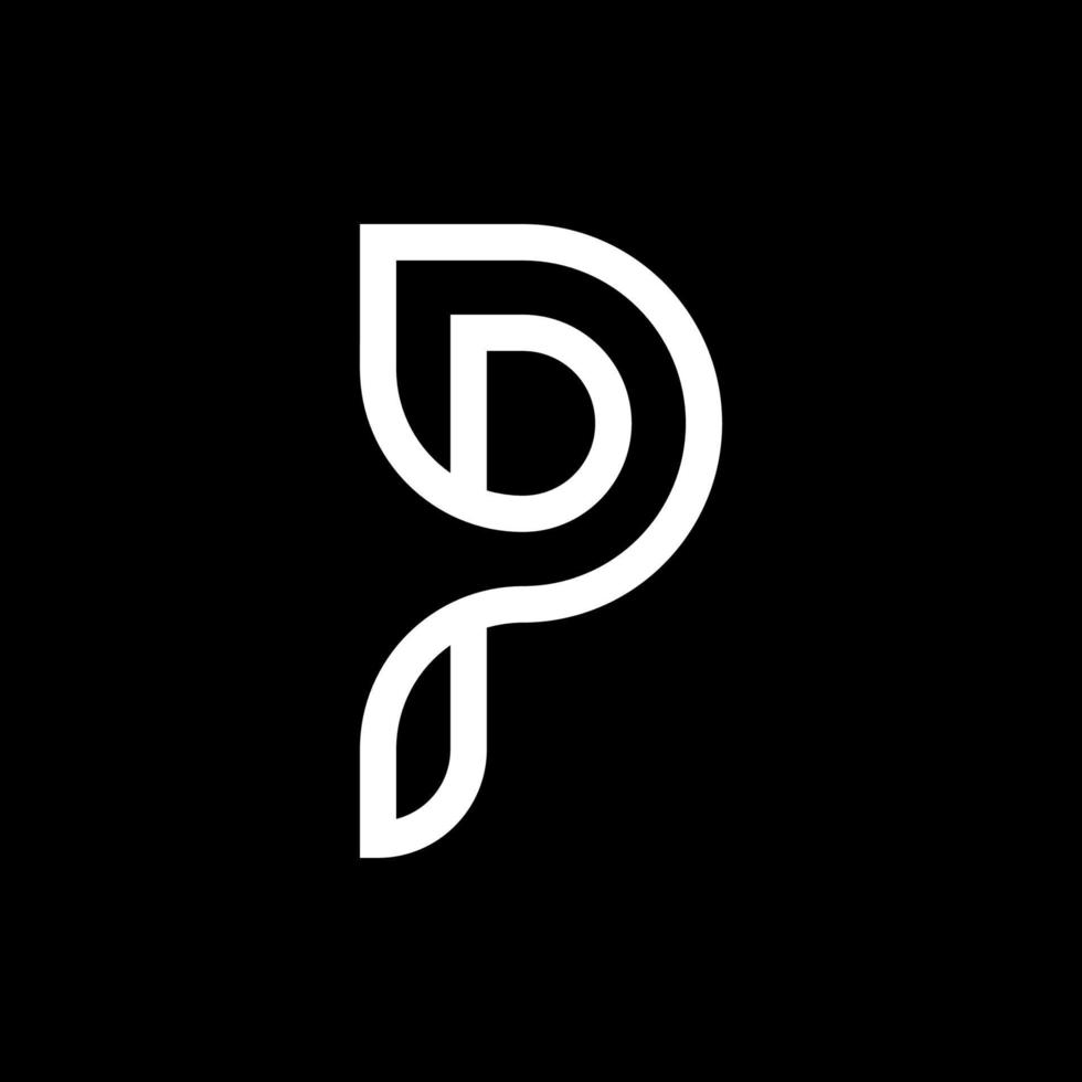 p brev monogram logotyp, sid svart och vit attrapp inbjudan eller företag kort emblem, dekorativ tecken vektor