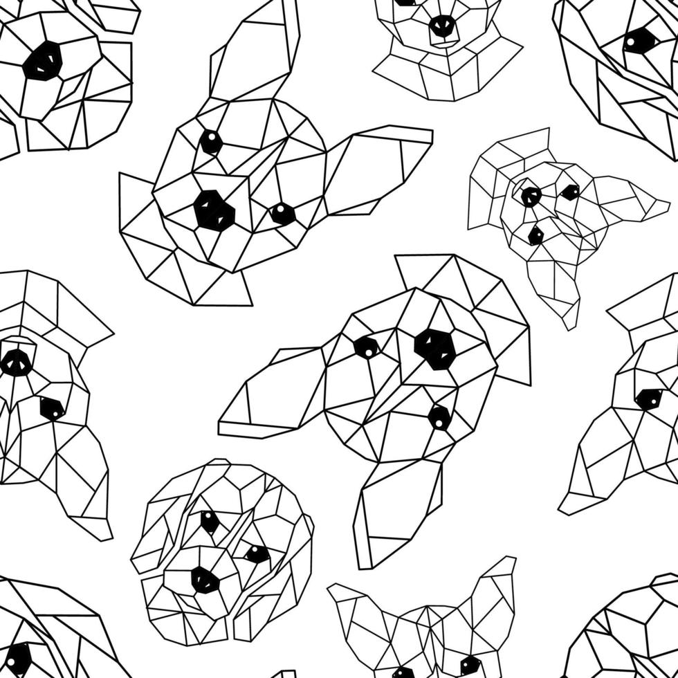 nahtloses Muster mit geometrischen Maulkörben von Hunden. vektor