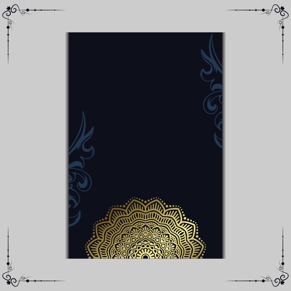 lyxig guld mandala utsmyckad bakgrund för bröllopsinbjudan, bokomslag med mandala element stil premium vektor