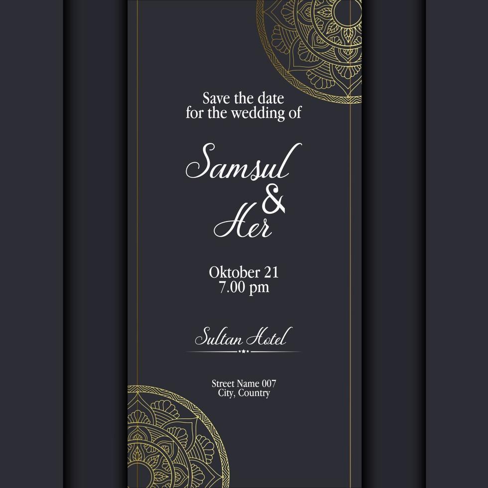 Mandala-Vorlage mit eleganten, klassischen Elementen. ideal für Einladung, Flyer, Menü, Broschüre, Hintergrund Premium Vektor