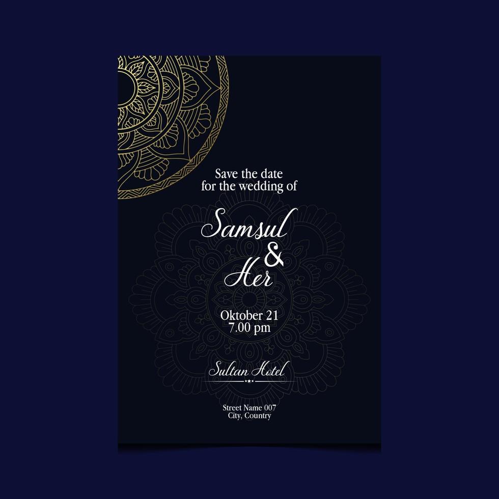 Mandala-Vorlage mit eleganten, klassischen Elementen. ideal für Einladung, Flyer, Menü, Broschüre, Hintergrund Premium Vektor