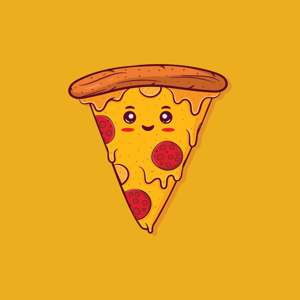 söt leende pizza maskot illustration vektor