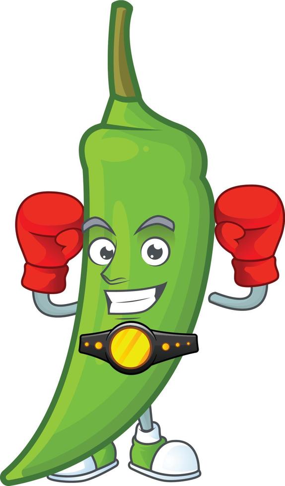 grüne Chili-Zeichentrickfigur vektor