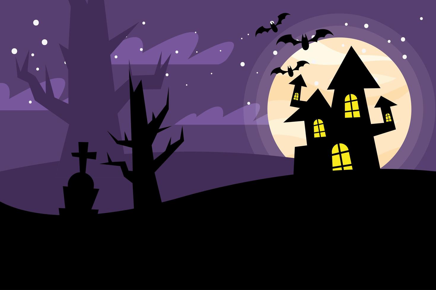 halloween spökhus på natten vektor design
