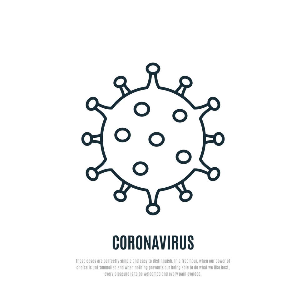Coronavirus-Liniensymbol isoliert auf weißem Hintergrund. Covid-19 einfaches Zeichen. vektor