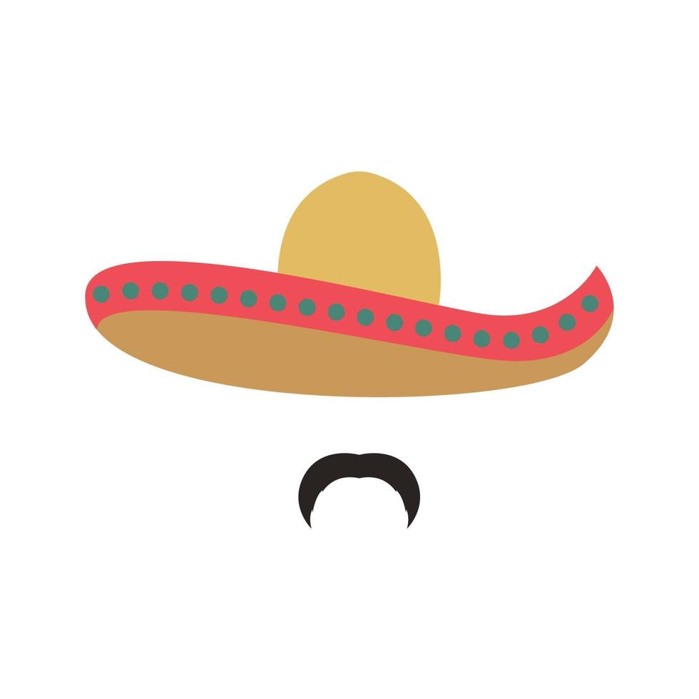 Porträt eines mexikanischen Mannes in Sombrero. Mannikone. vektor