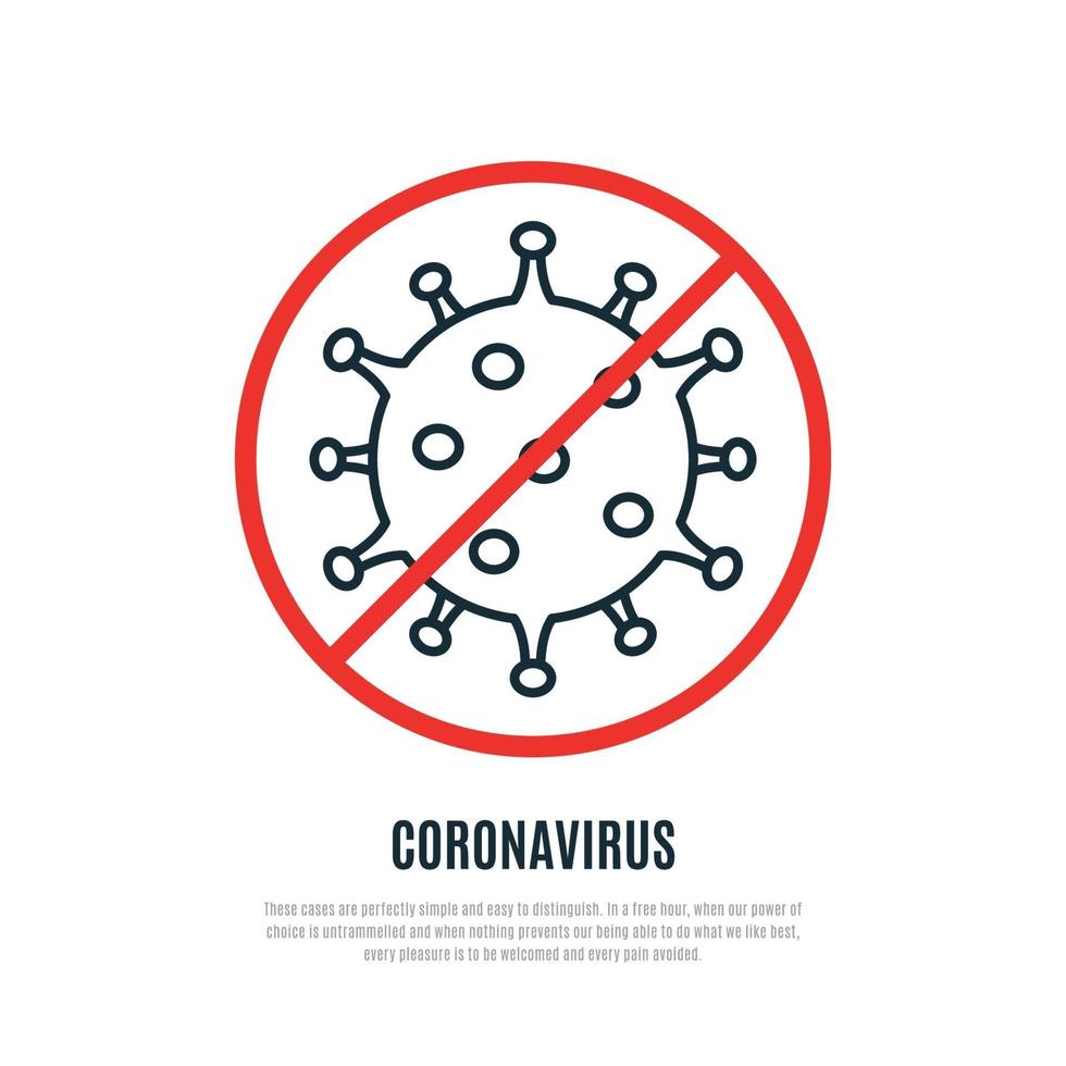 Stoppen Sie das Coronavirus-Liniensymbol. Gesundheitskonzept. Vektorillustration lokalisiert auf weißem Hintergrund. vektor